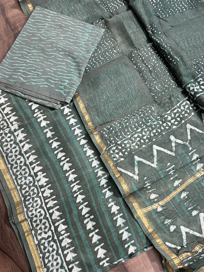 Hand BlockPrint Chanderi Silk Cotton Dress Material