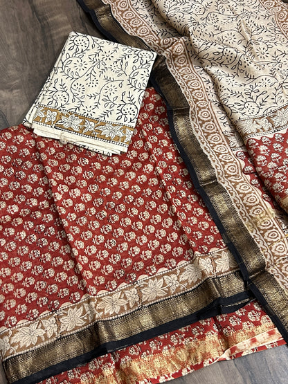 Hand BlockPrint Maheshwari Silk Cotton Salwar Suit