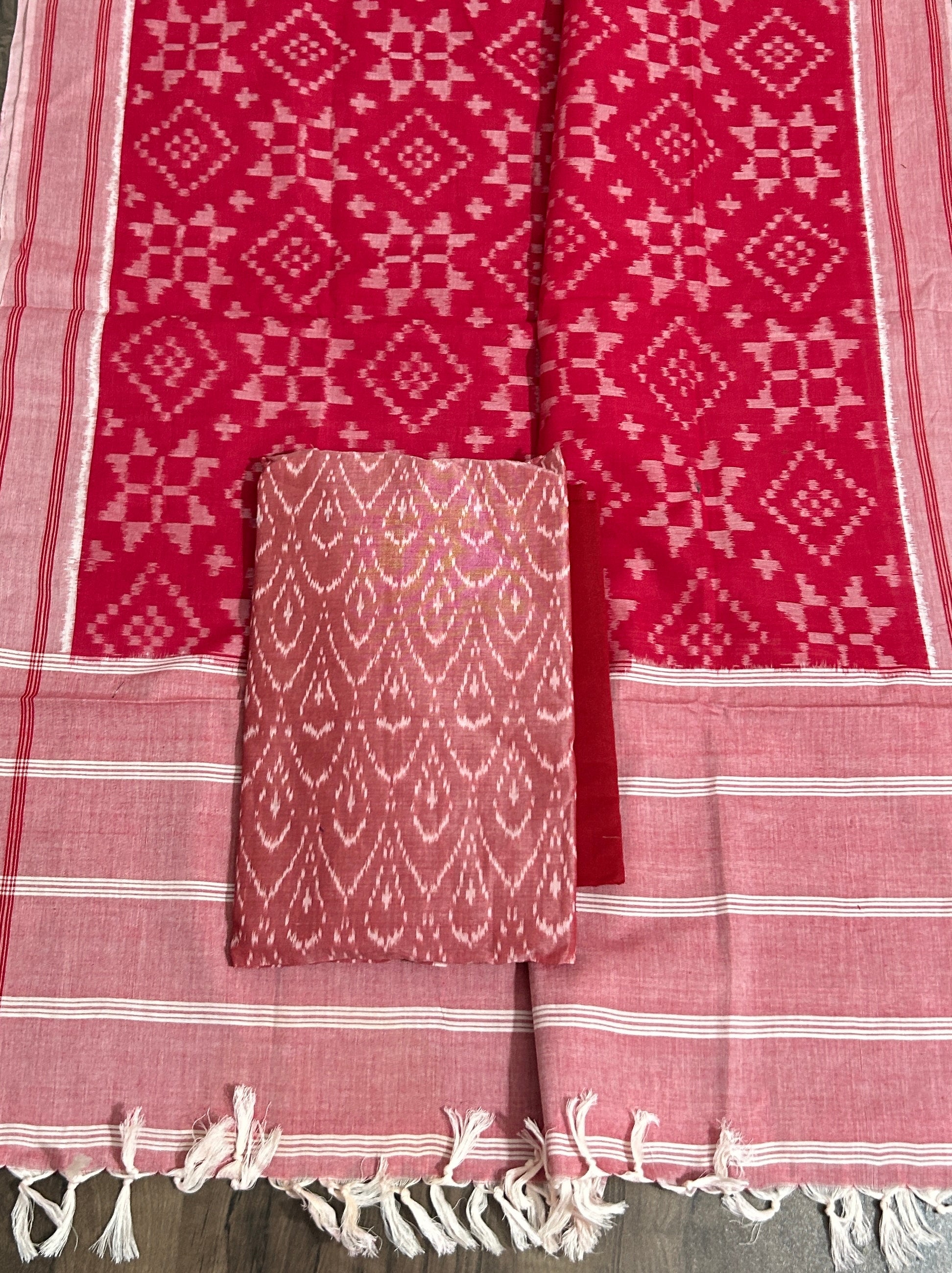 Telia Rumal Double Ikat Cotton Dress Material