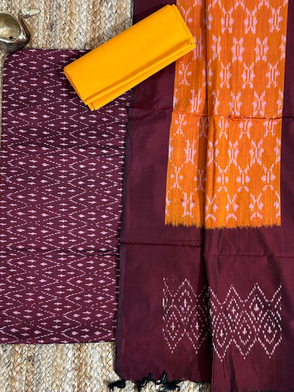 Double Ikat Mercerized Cotton Dress Material