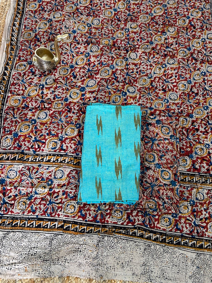 Ikat Kalamkari Cotton Dress Material