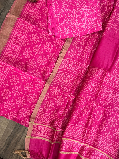 Hand BlockPrint Maheshwari Silk Cotton Dress Material