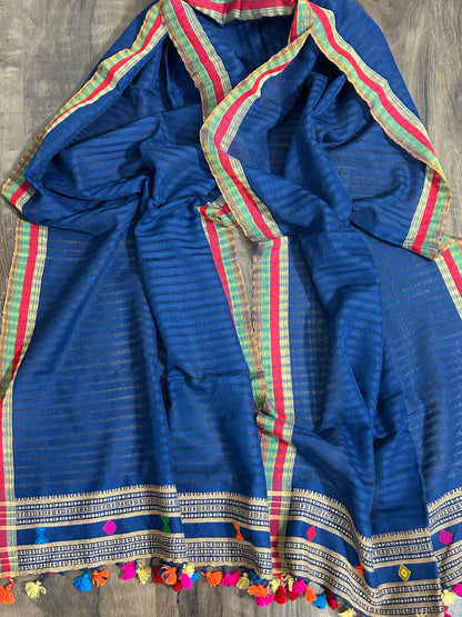 Bhujodi Embroidered Cotton Stole with tassels