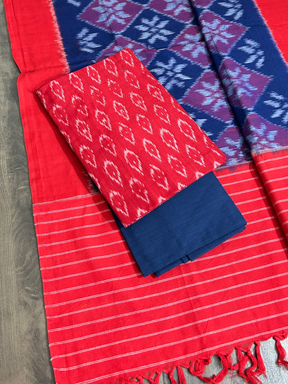 Double Ikat Mercerised Cotton Dress Material #