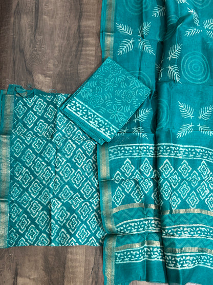 Hand BlockPrint Maheshwari Silk Cotton Dress Material