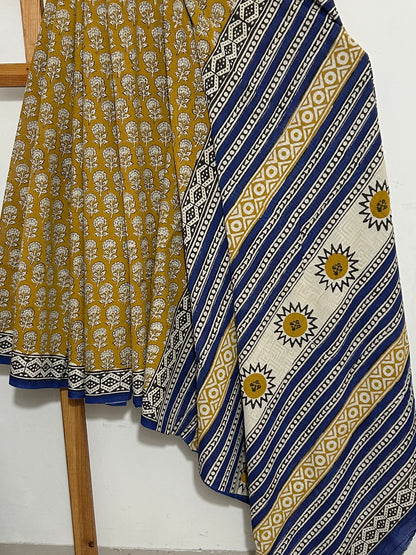 Hand BlockPrint Cotton Saree with Blouse