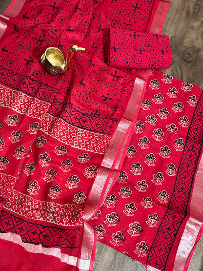 Hand BlockPrint Linen Cotton Dress Material