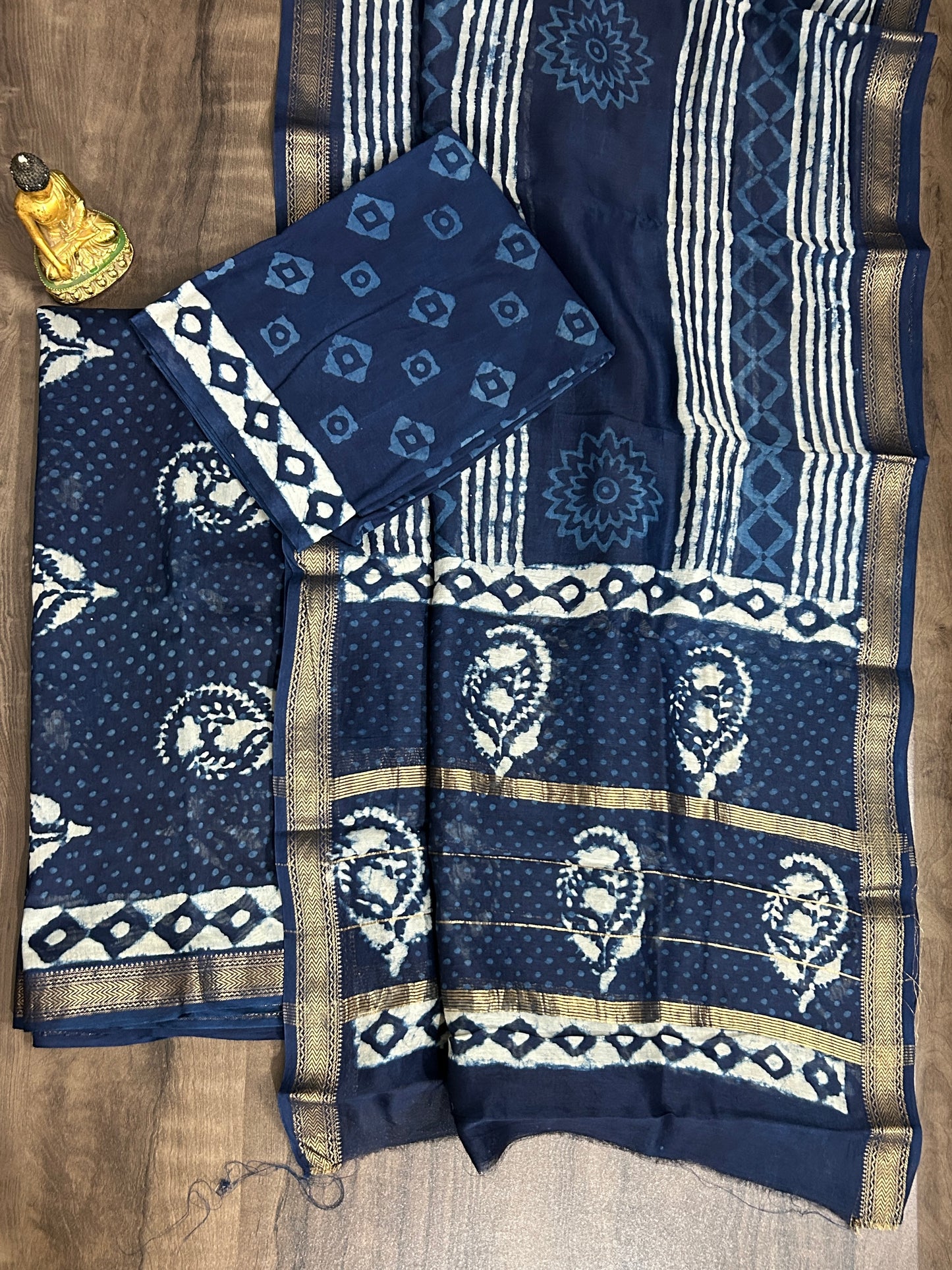 Maheshwari Silk Cotton Hand Blockprinted Dress Material