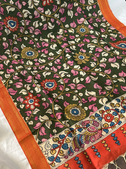 Kalamkari Hand Painted Silk Dupatta