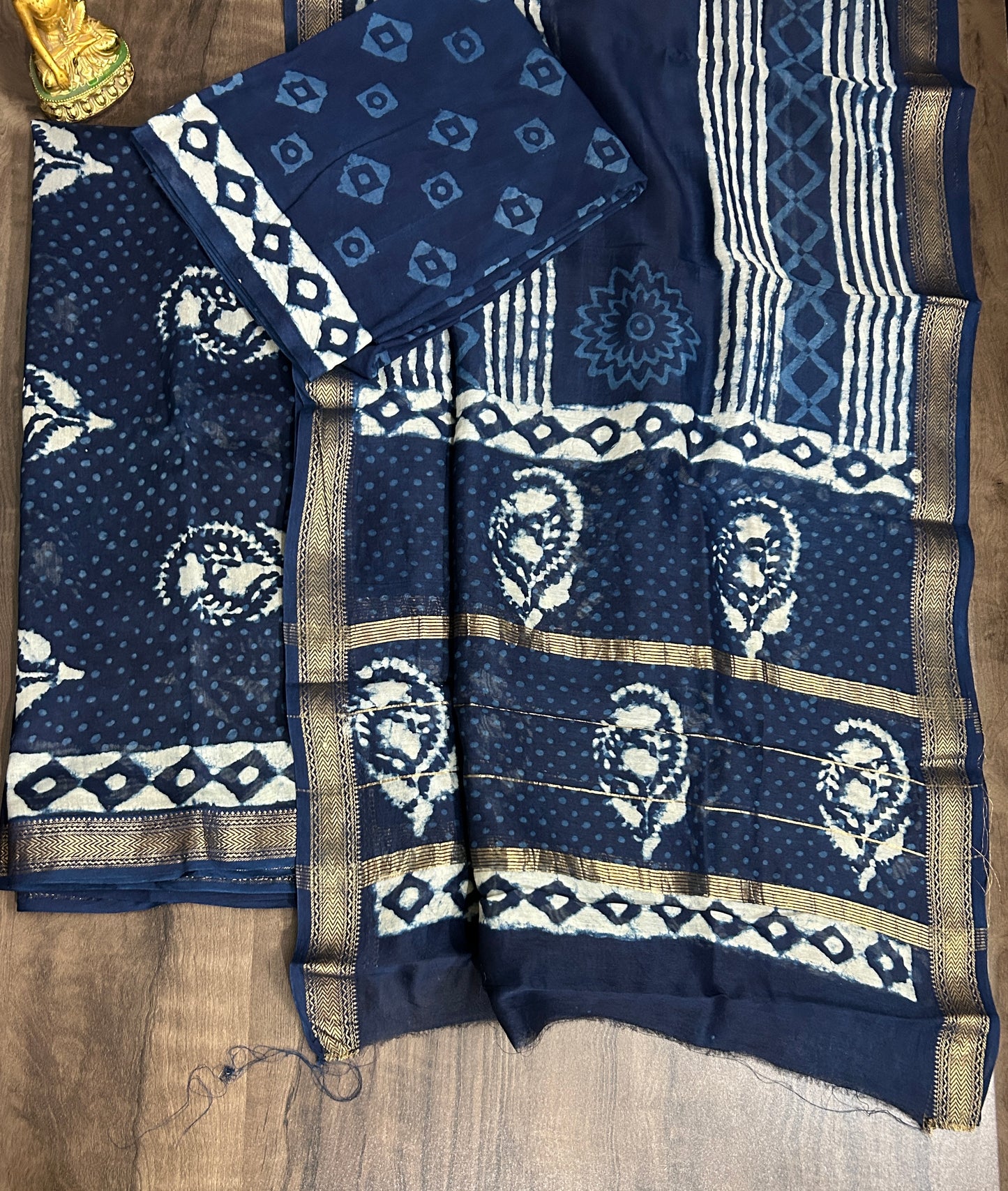 Maheshwari Silk Cotton Hand Blockprinted Dress Material