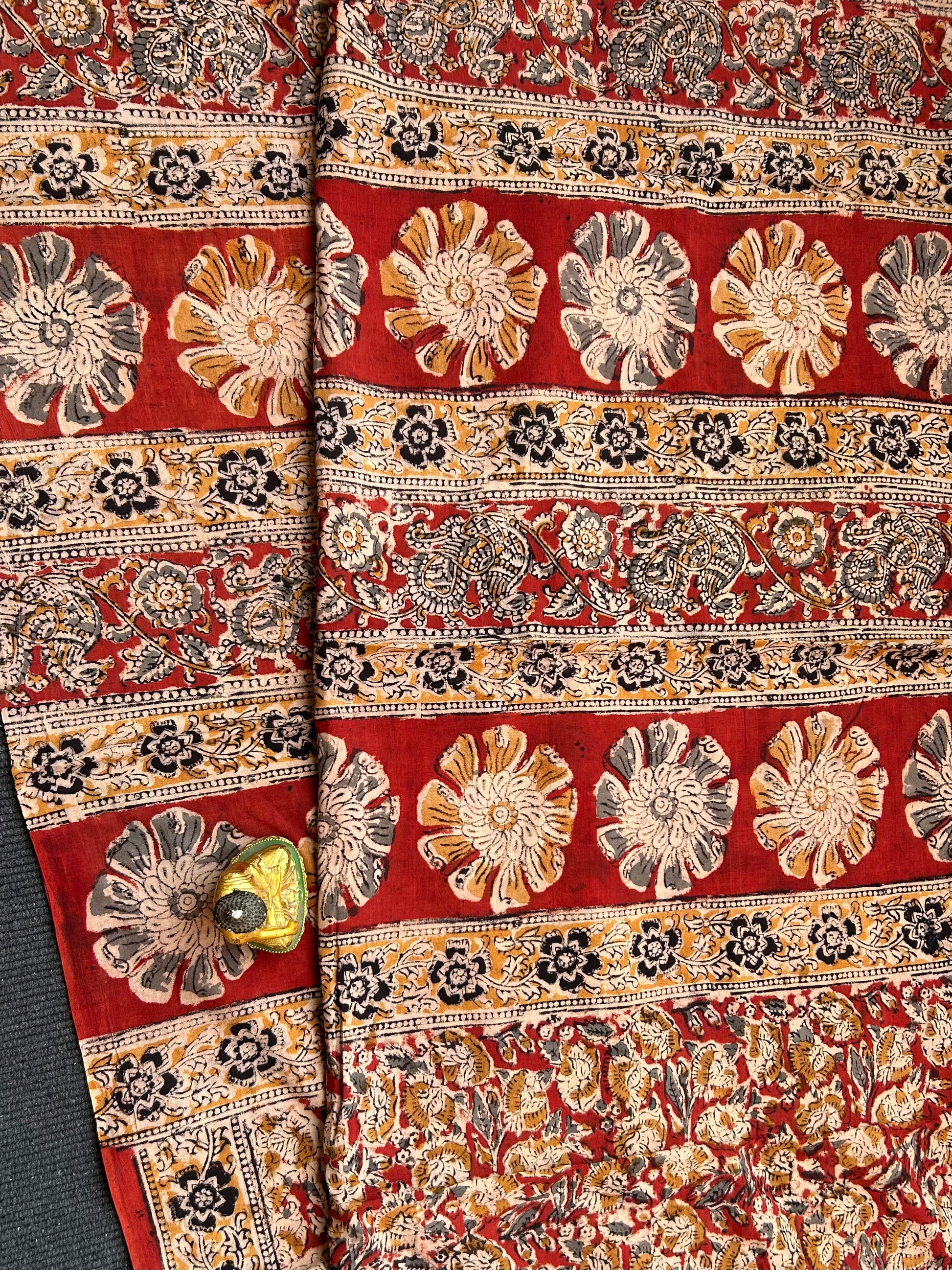 Kalamkari Malmal cotton saree with blouse