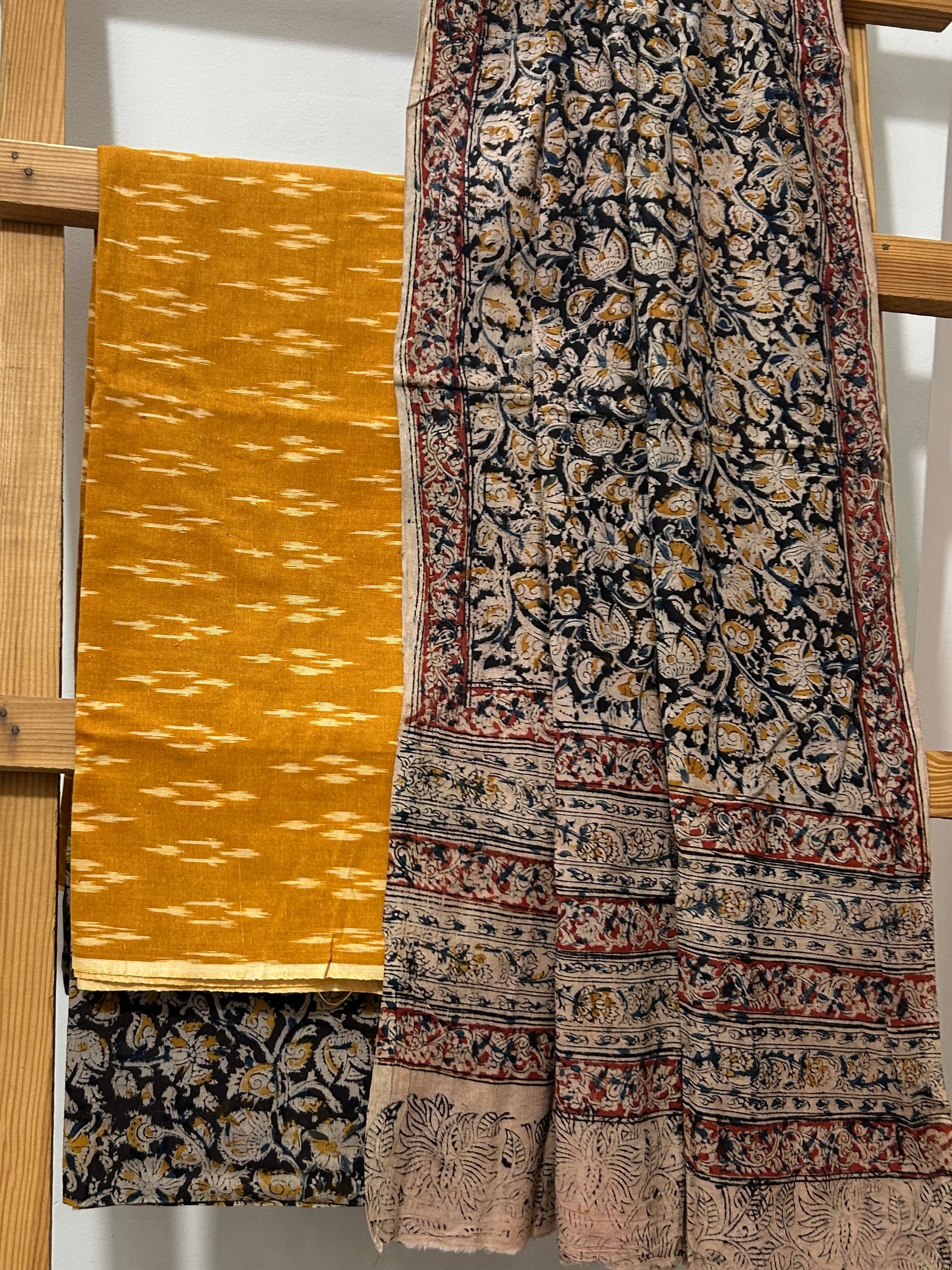 Ikat Kalamkari Cotton Dress Material