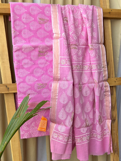 Rich Cotton Hand BlockPrint Dress Material with Cotton Dupatta