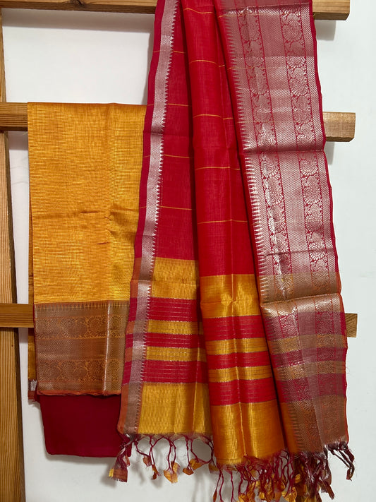 Mangalagiri Silk Dress Material with kanchi Border