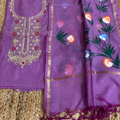 Chanderi Gota Patti Dress Material with Chanderi Dupatta