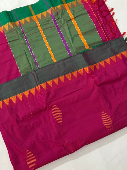 Magenta Cotton Silk Saree with Bootas