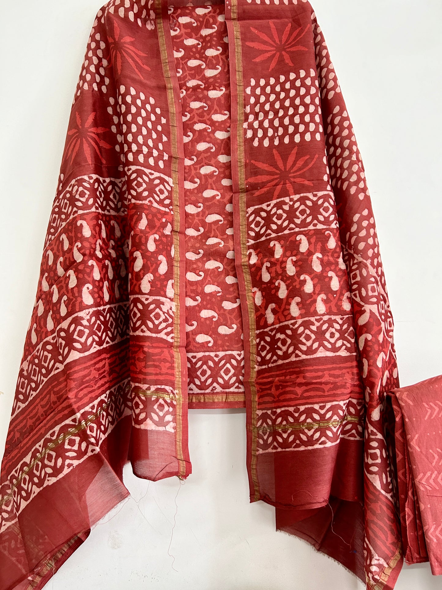 Hand BlockPrint Chanderi Silk Cotton Dress Material