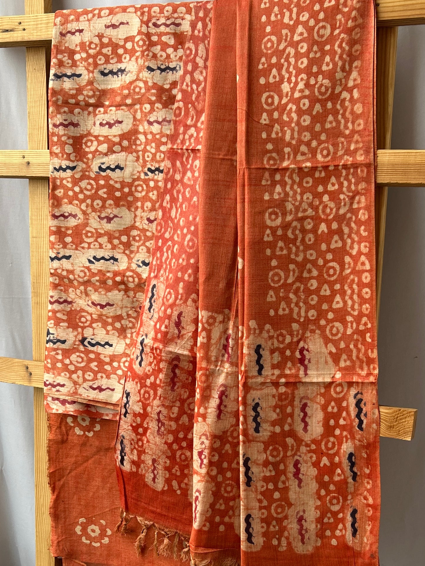 Batik Tussar Silk Cotton Dress Material