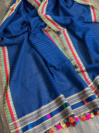 Bhujodi Embroidered Cotton Stole with tassels