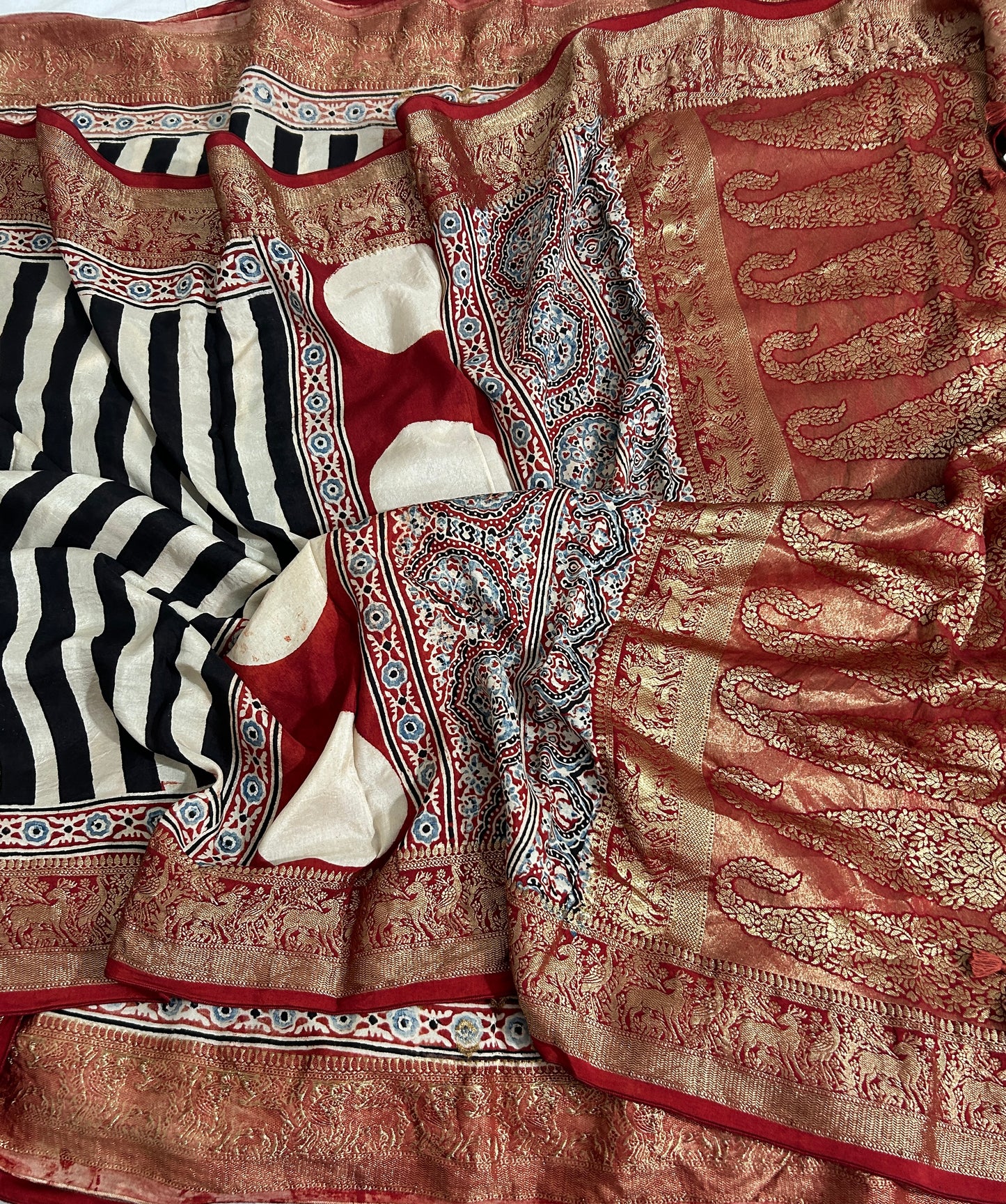 Ajrakh Dola Silk Saree with Blouse