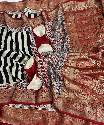 Ajrakh Dola Silk Saree with Blouse