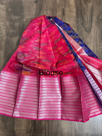 Mangalgiri Silk Saree with Contrast Blouse #