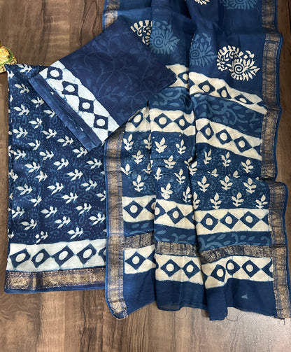 Hand BlockPrint Maheshwari Silk Cotton Dress Material