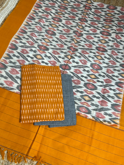 Double Ikat Mercerised Cotton Dress Material