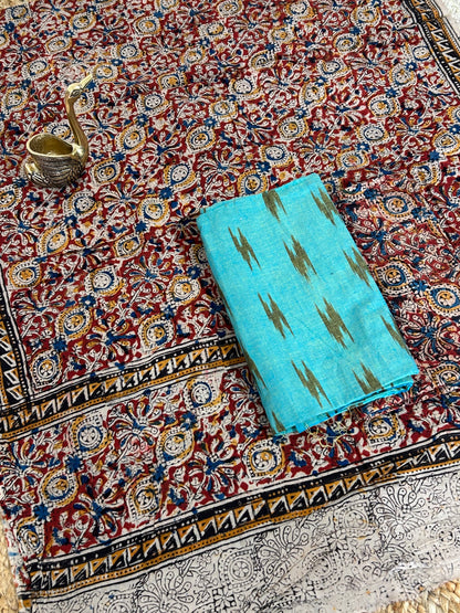 Ikat Kalamkari Cotton Dress Material