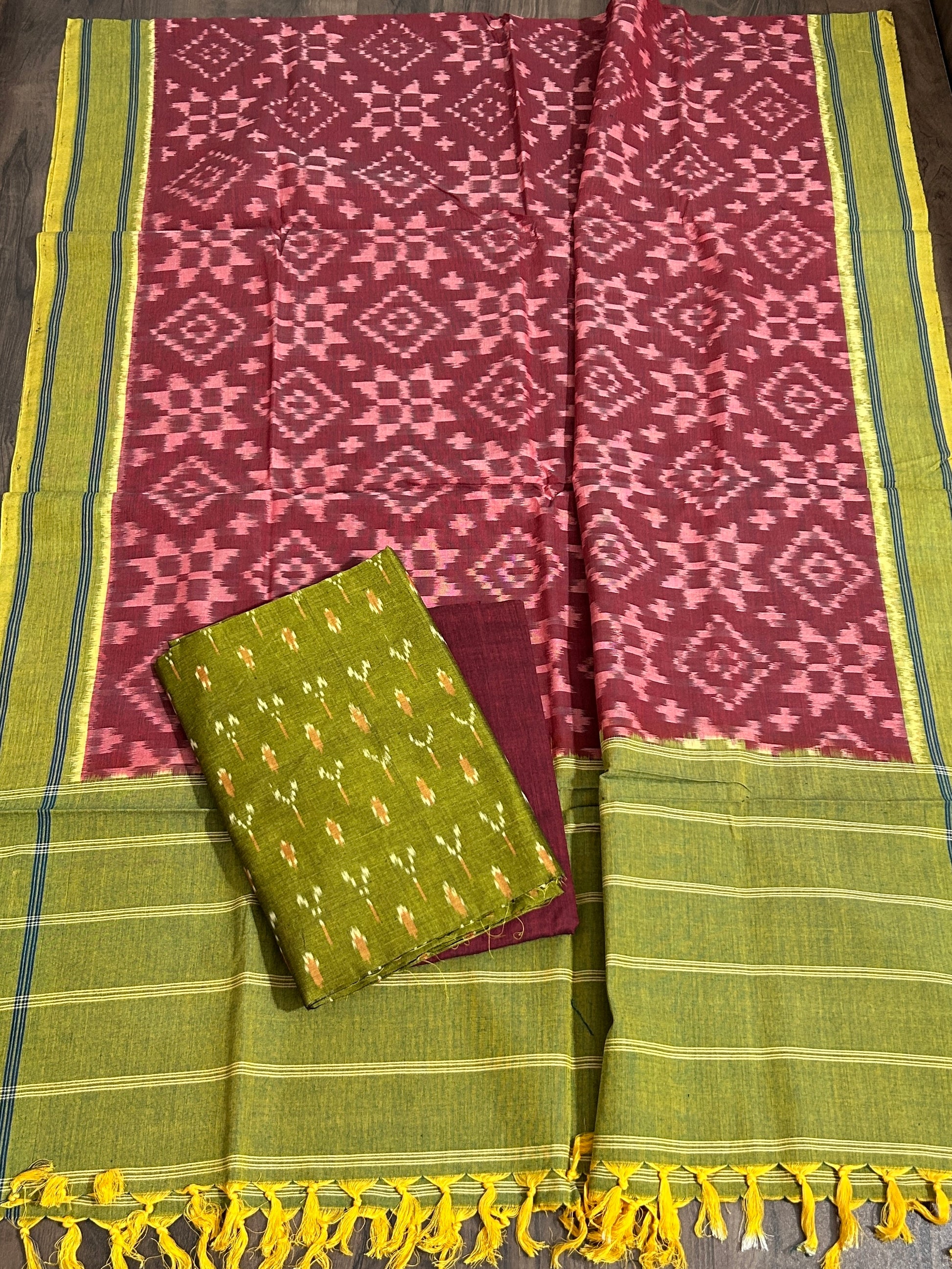 Telia Rumal Double Ikat Cotton Dress Material