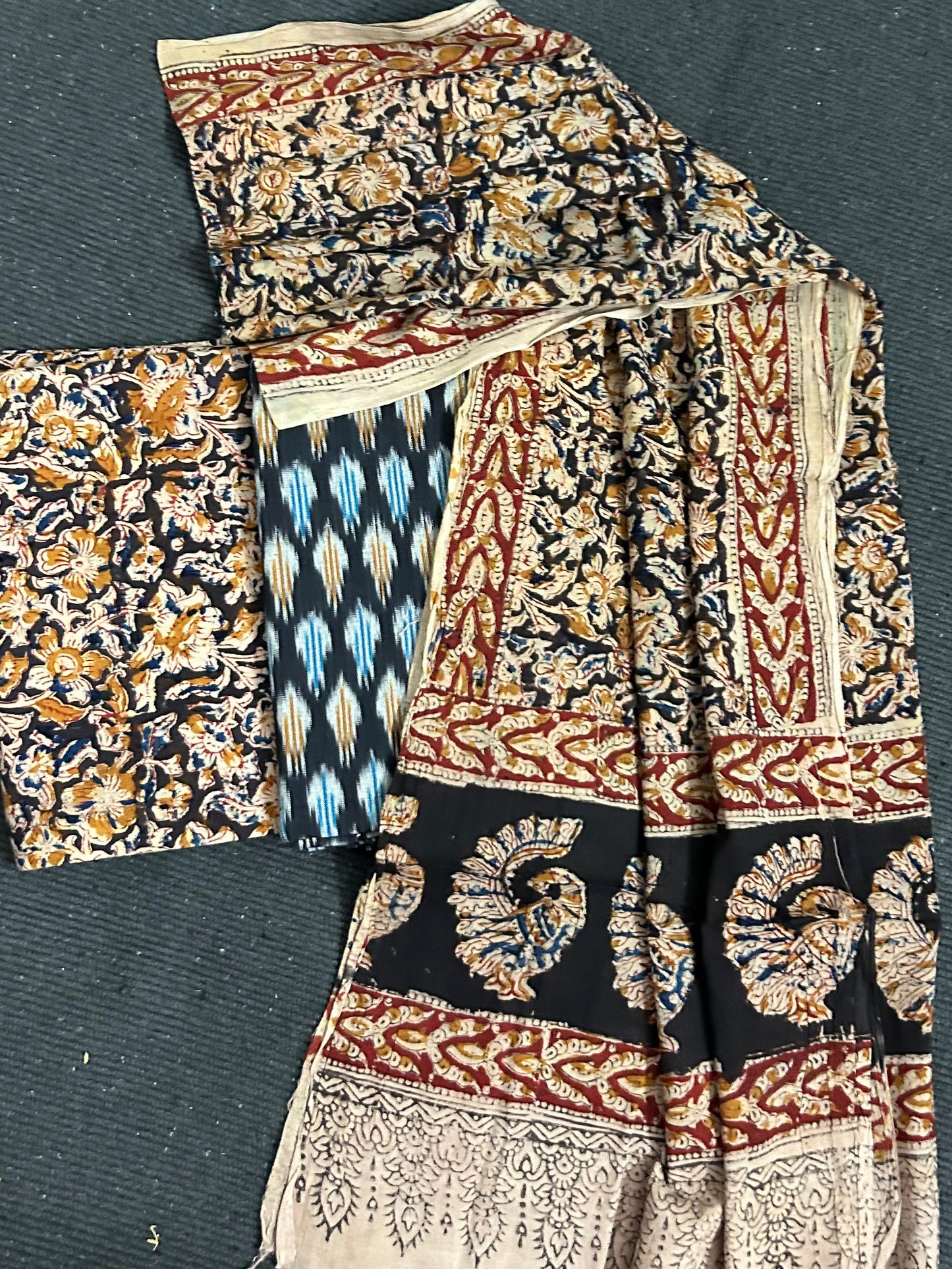 Ikat Kalamkari Cotton Dress Material
