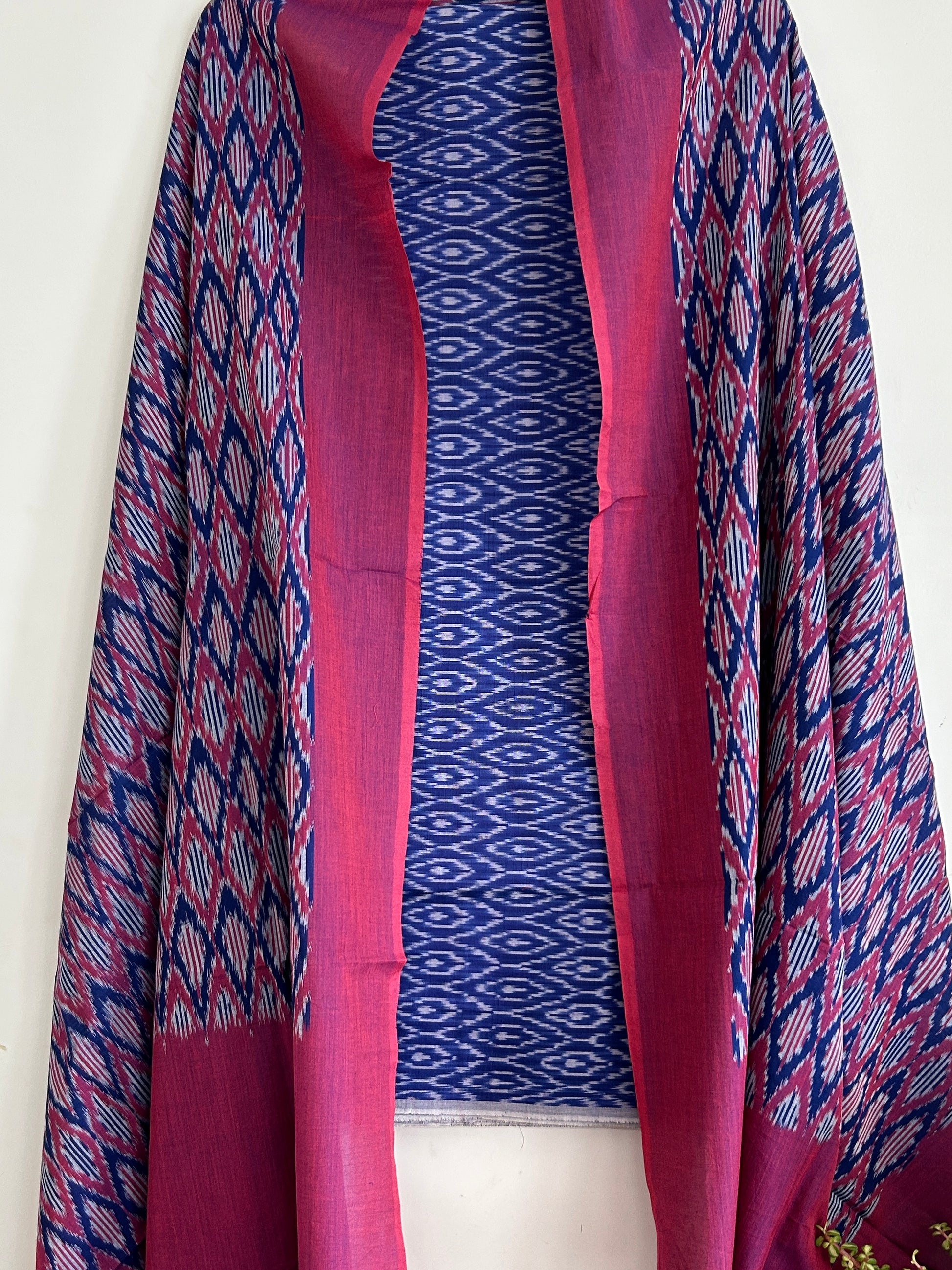 Double Ikat Mercerized Cotton Dress Material