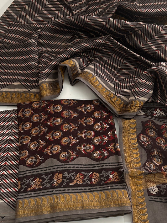 Hand BlockPrint Maheshwari Silk Cotton Dress Material