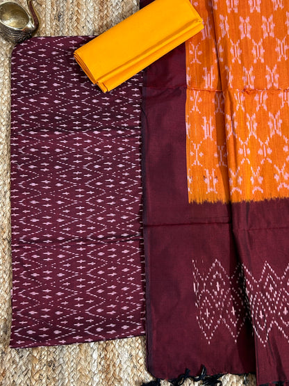 Double Ikat Mercerized Cotton Dress Material