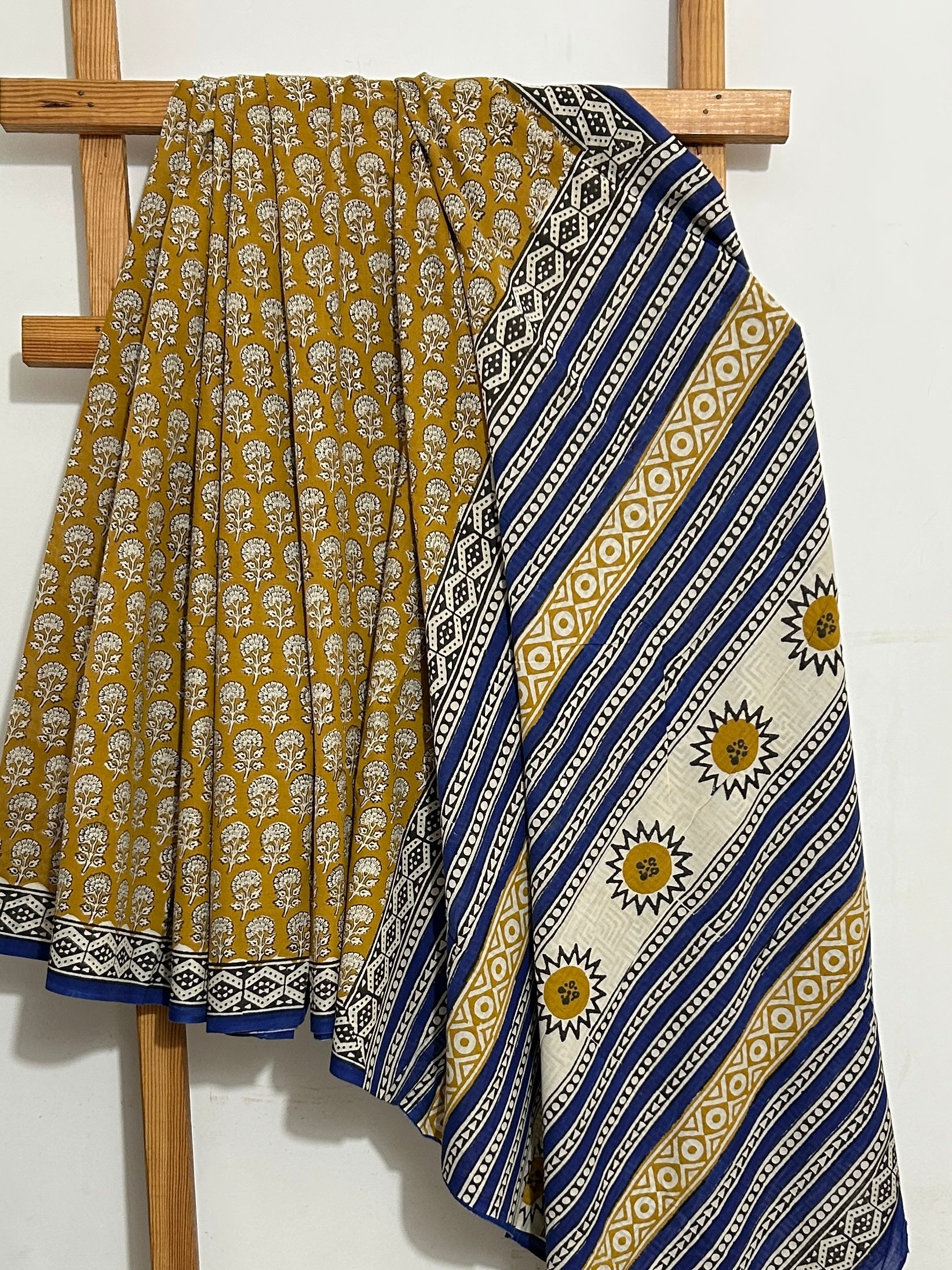 Hand BlockPrint Cotton Saree with Blouse