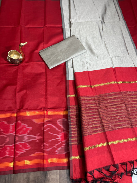Ikat Cotton Silk Dress Material