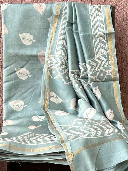 Chanderi 4 ply Pure Silk Cotton Hand Blockprint Dress Material