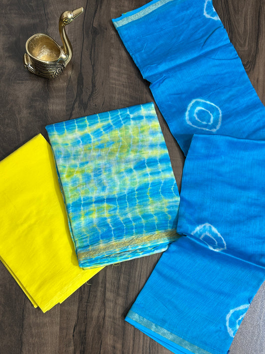 Tie and Dye Chanderi Silk Cotton Dress Material