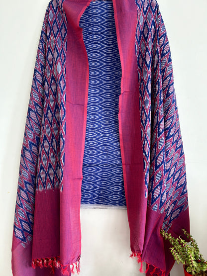 Double Ikat Mercerized Cotton Dress Material