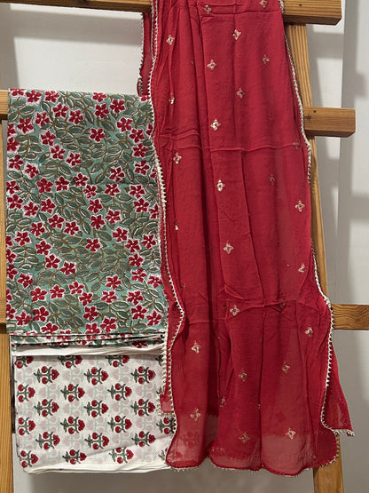 Cotton Dress Material with Pure Chiffon Dupatta *