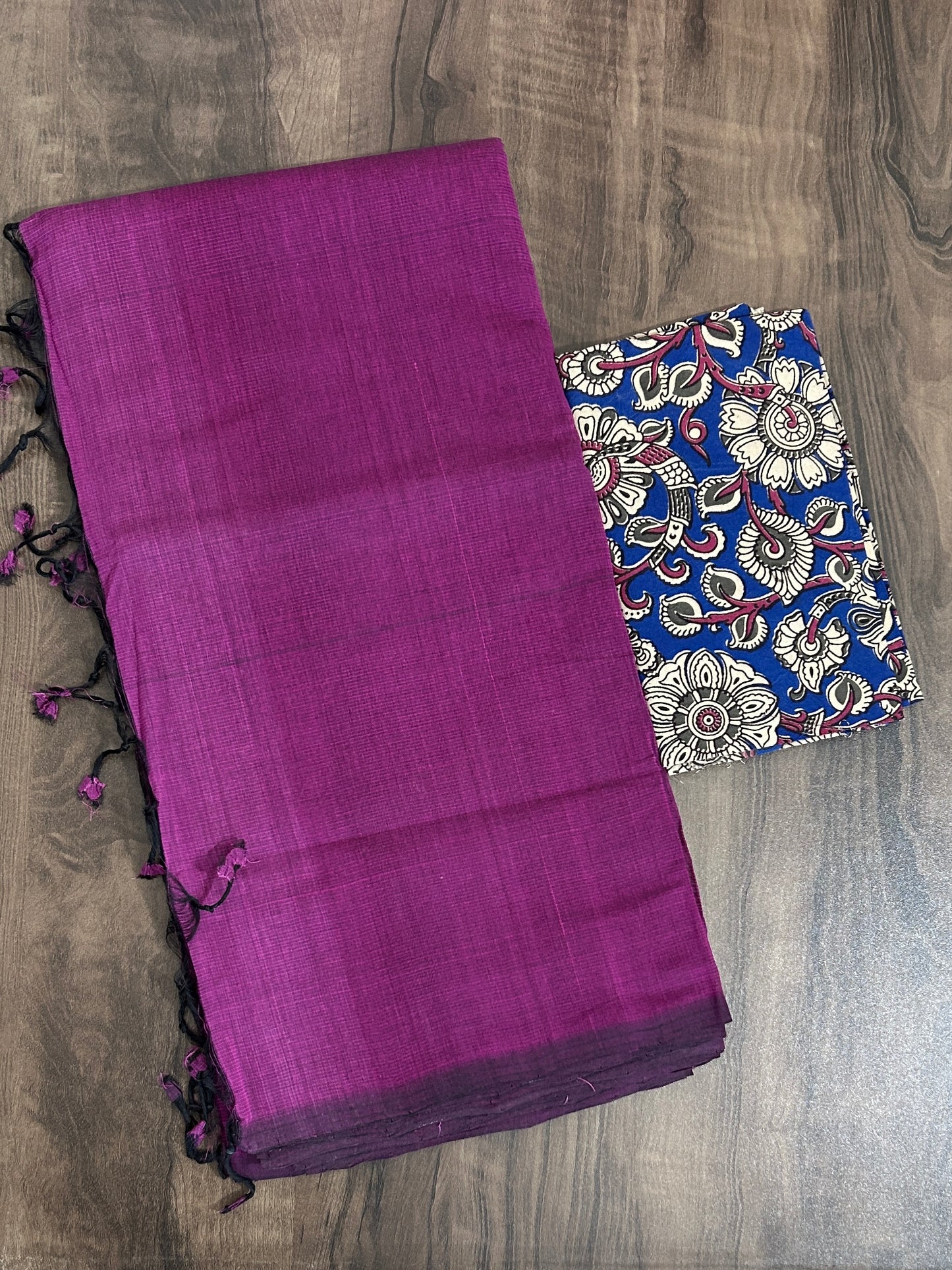 Mangalagiri Hand-Woven Cotton Saree with 2 Blouses #