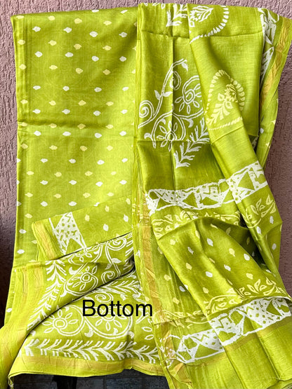 Chanderi SilkCotton Hand Blockprint Dress Material