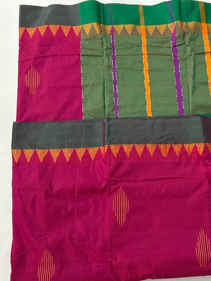 Magenta Cotton Silk Saree with Bootas