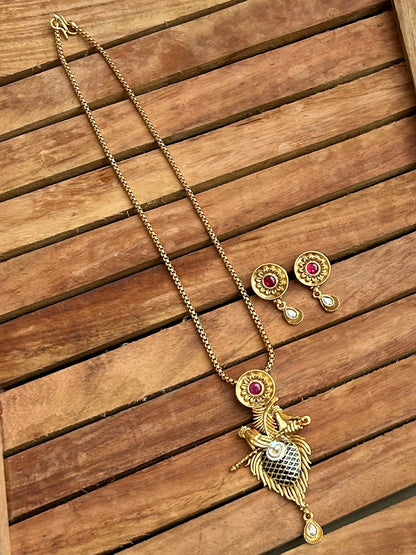 Krishna Gold Polish Set with Earrings