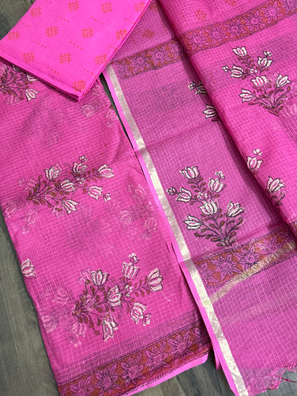 Hand Block Print Kota Cotton Dress Material