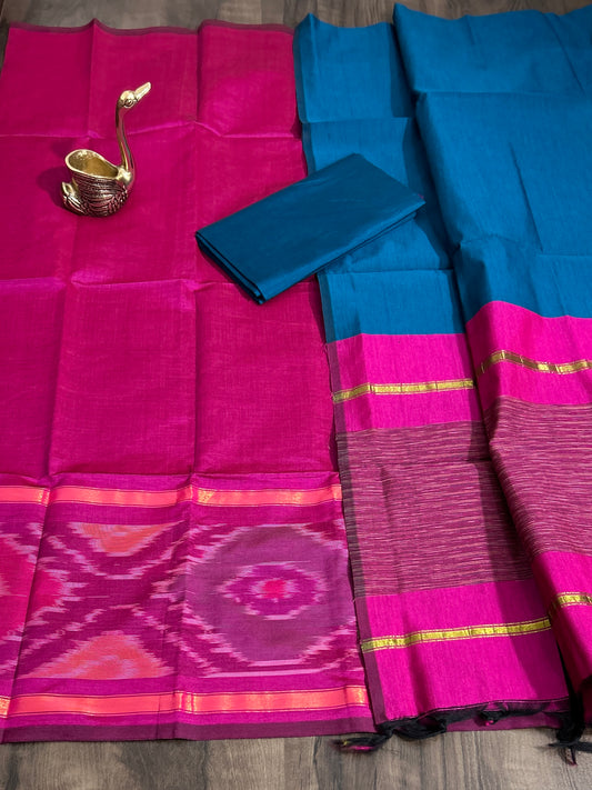 Ikat Cotton Silk Dress Material