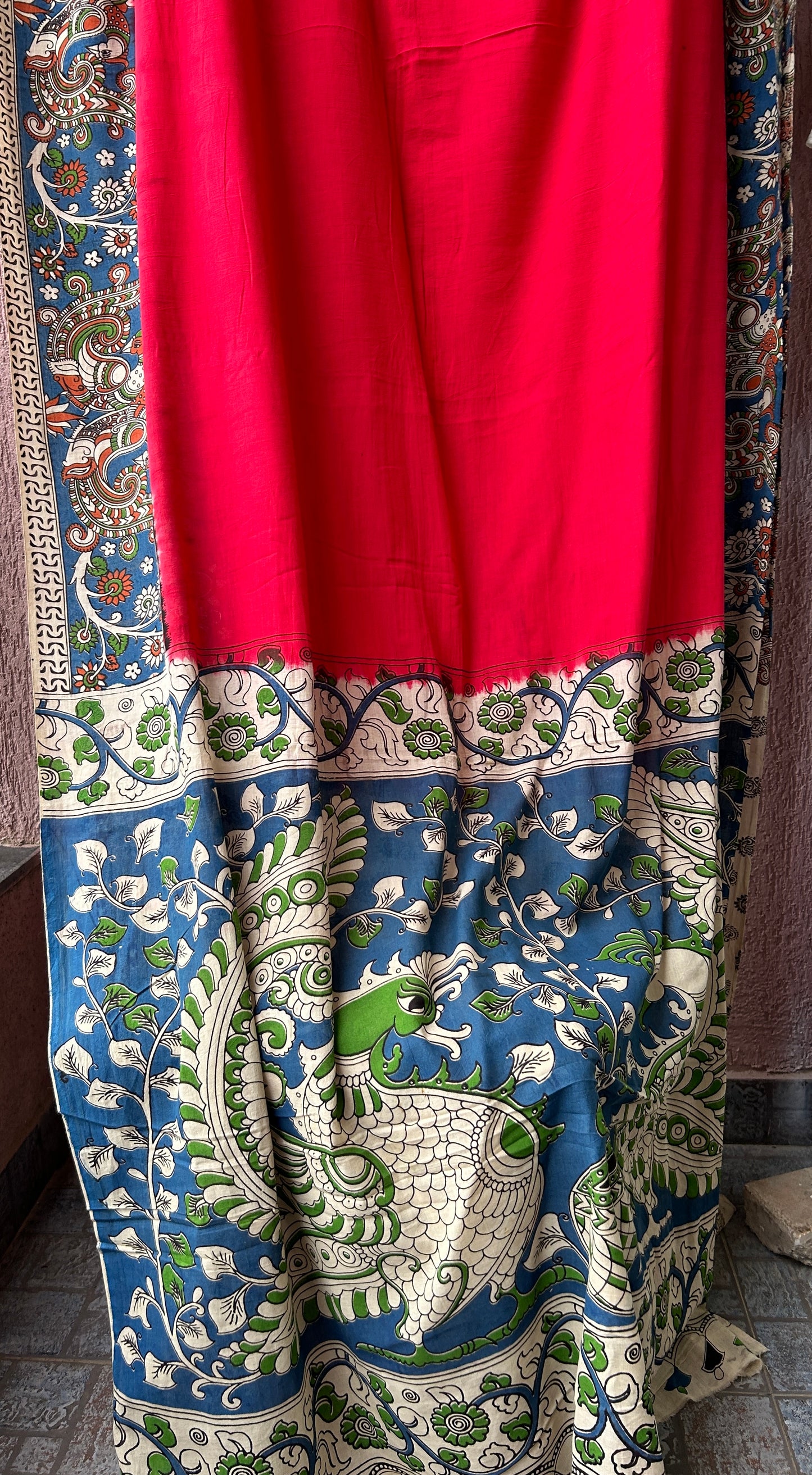 Kalamkari Malmal Cotton Saree with blouse