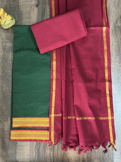 Mangalagiri Cotton Dress Material with zari border