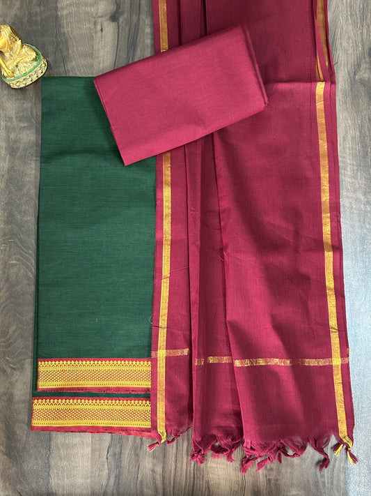 Mangalagiri Cotton Dress Material with zari border