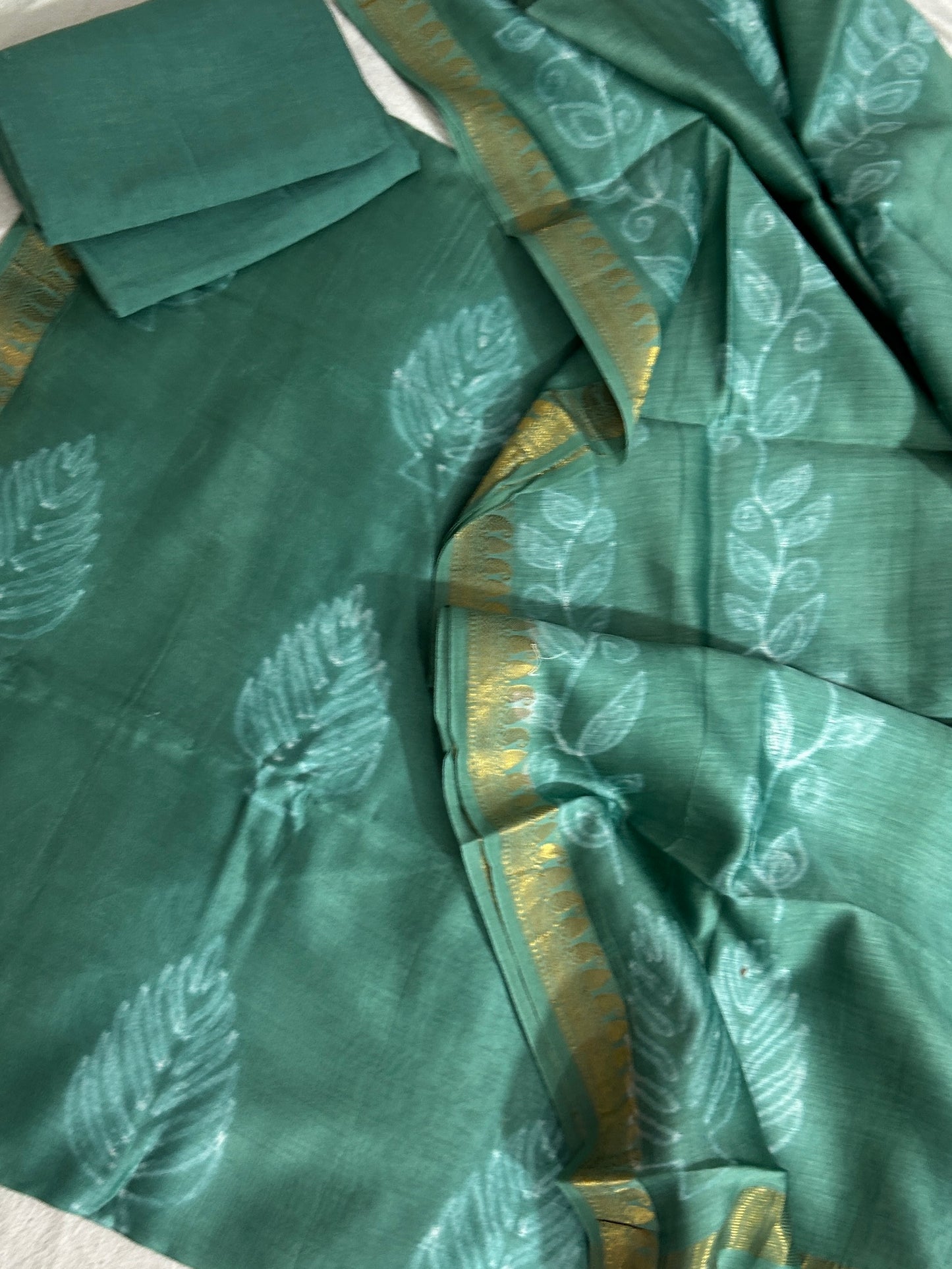 Needle Shibori Maheshwari Silk Cotton Dress Material